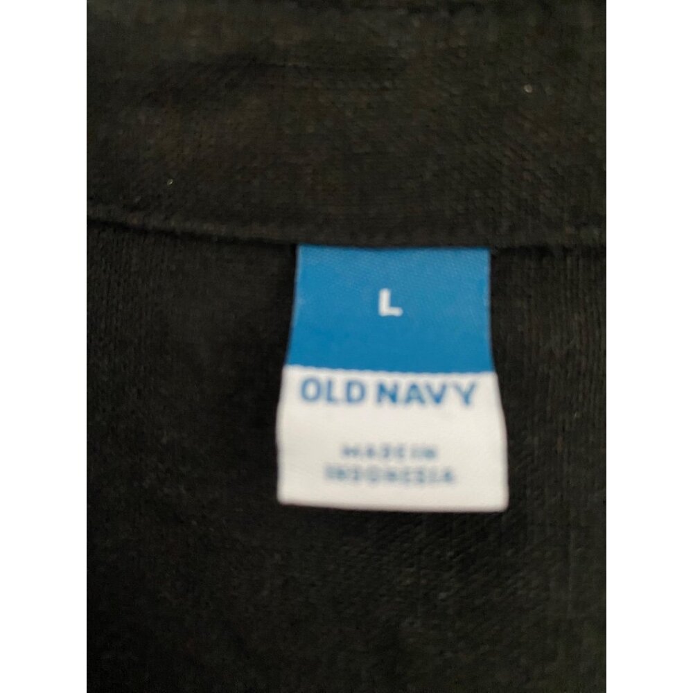 Old Navy Black Button Shirt Dress Large Womens Linen Blend Short Sleeves Pockets - Picture 5 of 6